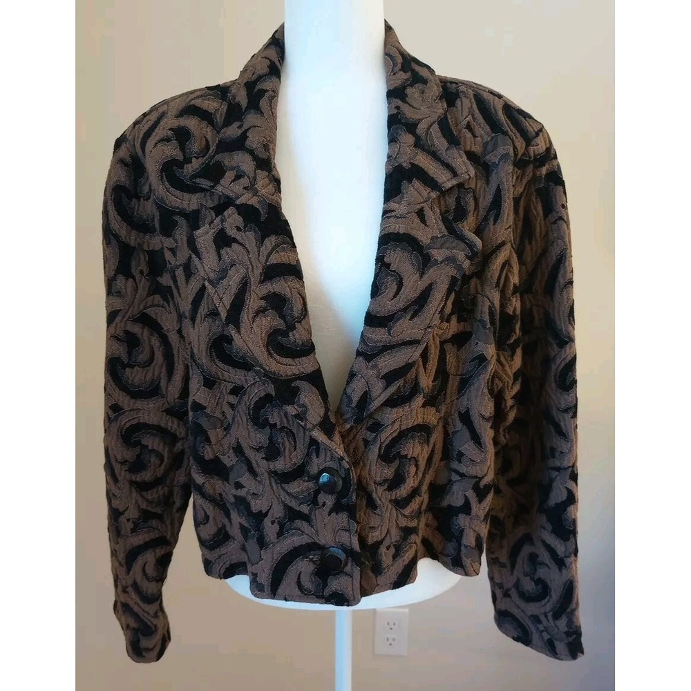 VTG Silverado New Mexico Tapestry Leaf Design Jacket Blazer W/Lapels Large EUC